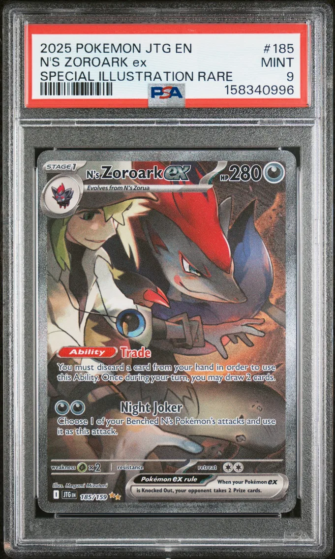 2025 #185 N's Zoroark EX PSA 9 J