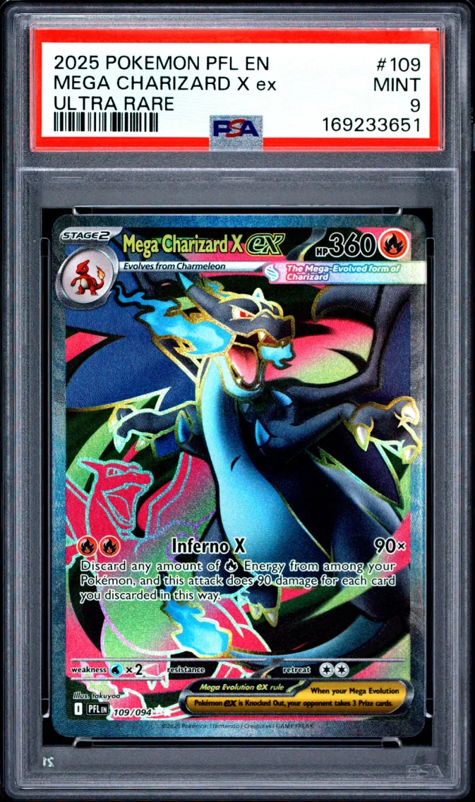 2025 #109 Mega Charizard X EX PSA 9 Pfl EN-Phantasmal Flames