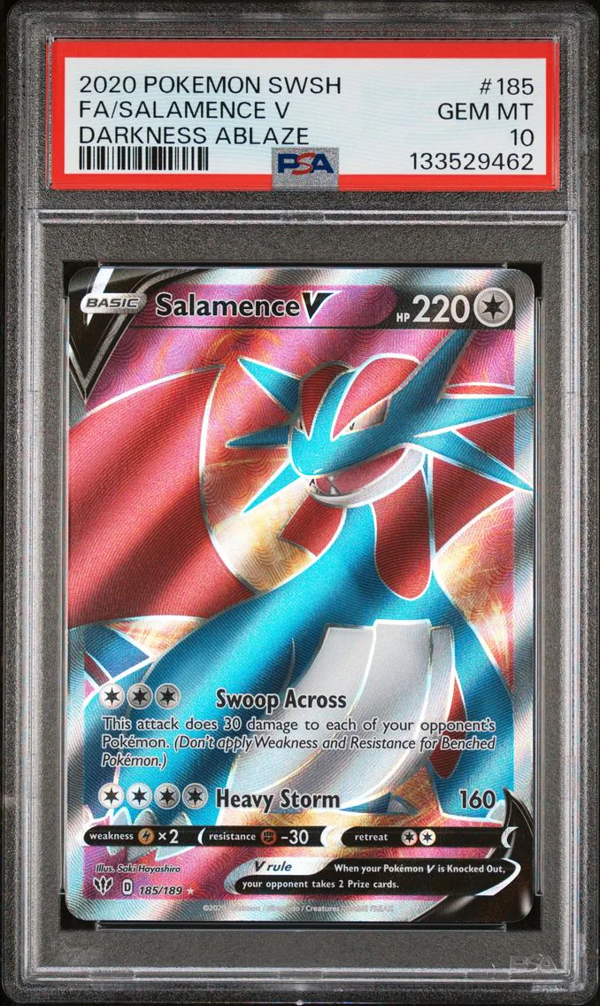 2020 #185 Full Art/Salamence V PSA 10 Sword & Shield Darkness Ablaze Pokemon