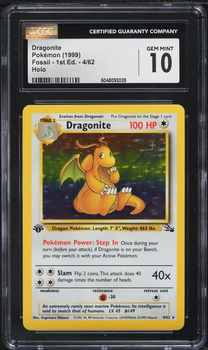 1999 #4 Dragonite-Holo 1st Edition CGC 10 Fossil Pokemon