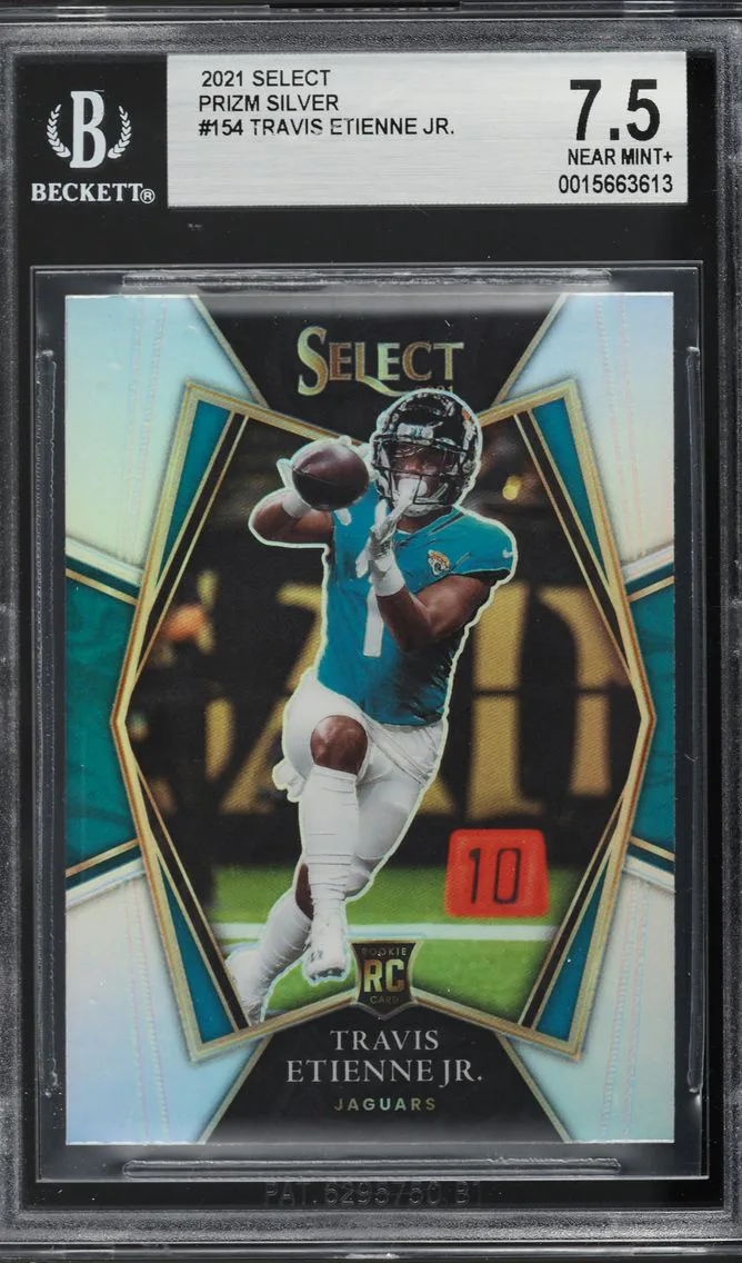 2021 SELECT PREMIER LEVEL SILVER PRIZM TRAVIS ETIENNE JR. ROOKIE #154 BGS 7.5