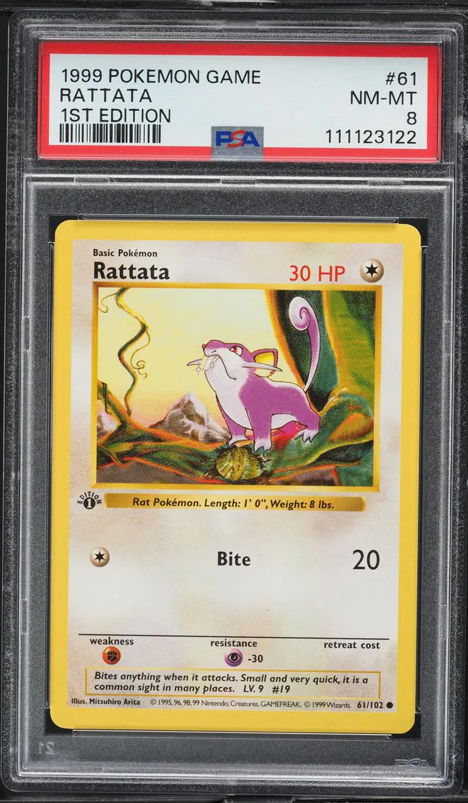 1999 #61 Rattata 1st Edition PSA 8 Game Pokemon