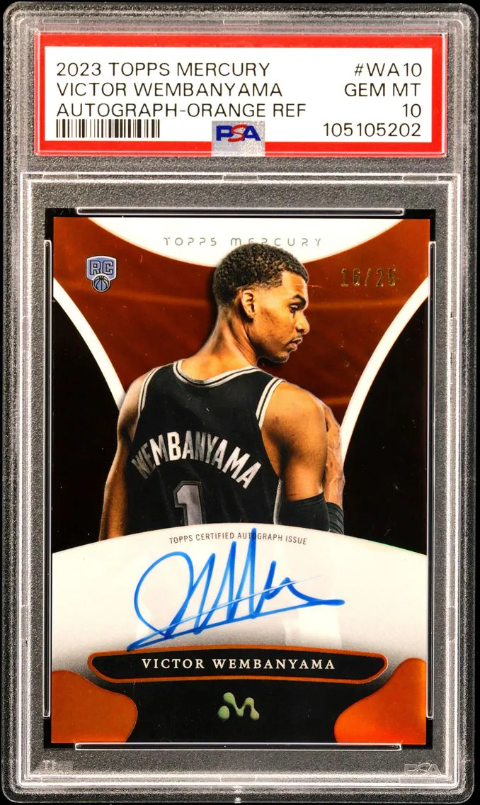 2023 #WA10 VICTOR WEMBANYAMA AUTOGRAPH-ORANGE REF PSA 10 TOPPS MERCURY