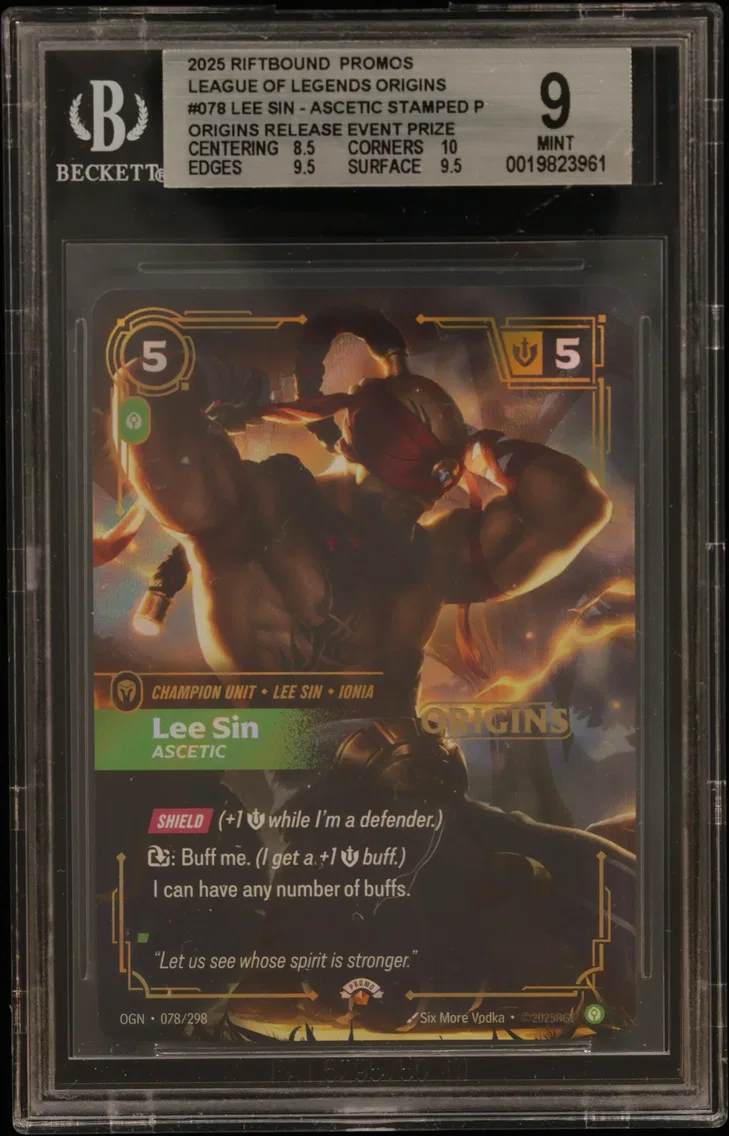 2025 #078 Lee Sin - Ascetic STAMP P/(Origins Release Event Prize Pack) BGS 9 Riftbound: League of Legends TCG Origins Promos