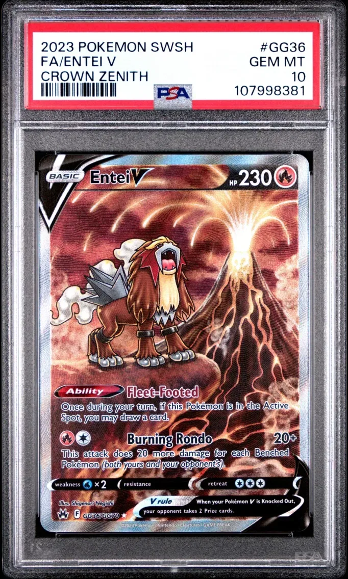 2023 Pokemon Sword and Shield Crown Zenith Full Art/Entei V Sword and Shield Crown Zenith #GG36 PSA 10