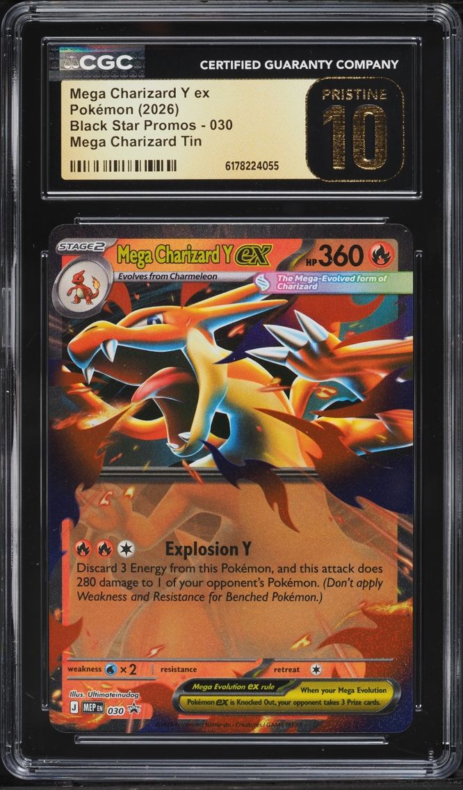 2026 Pokemon Mega Evolution Black Star Promo Tin Mega Charizard Y Ex #30 CGC 10 PRISTINE