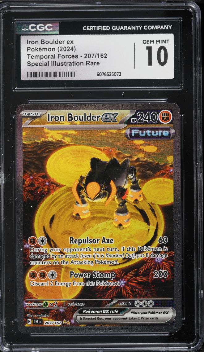2024 #207 Iron Boulder EX CGC 10 Tef EN-Temporal Forces Pokemon