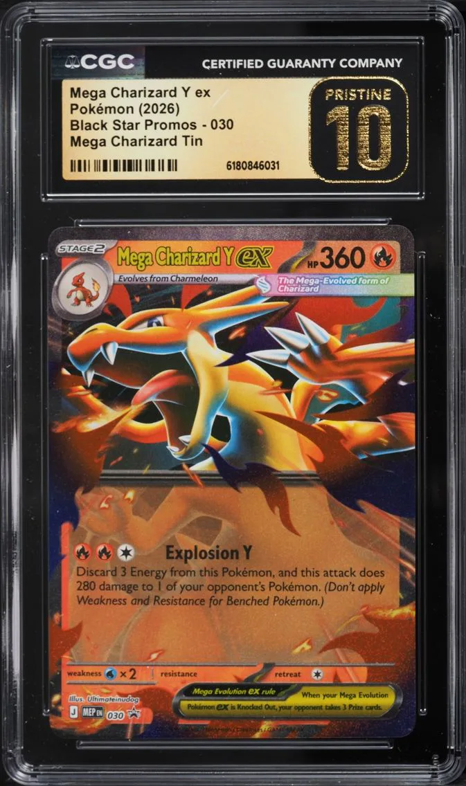 2026 Pokemon Mega Evolution Black Star Promo Tin Mega Charizard Y Ex #30 CGC 10 PRISTINE