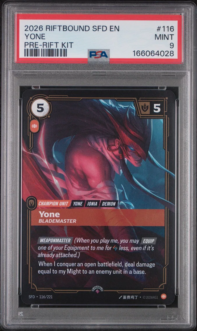2026 #116 Yone - Blademaster PSA 9 Riftbound: League of Legends Sfd-Spiritforged