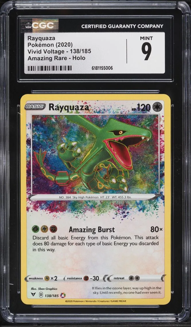2020 Pokemon Sword & Shield Vivid Voltage Amazing Rare Rayquaza #138 CGC 9 MINT