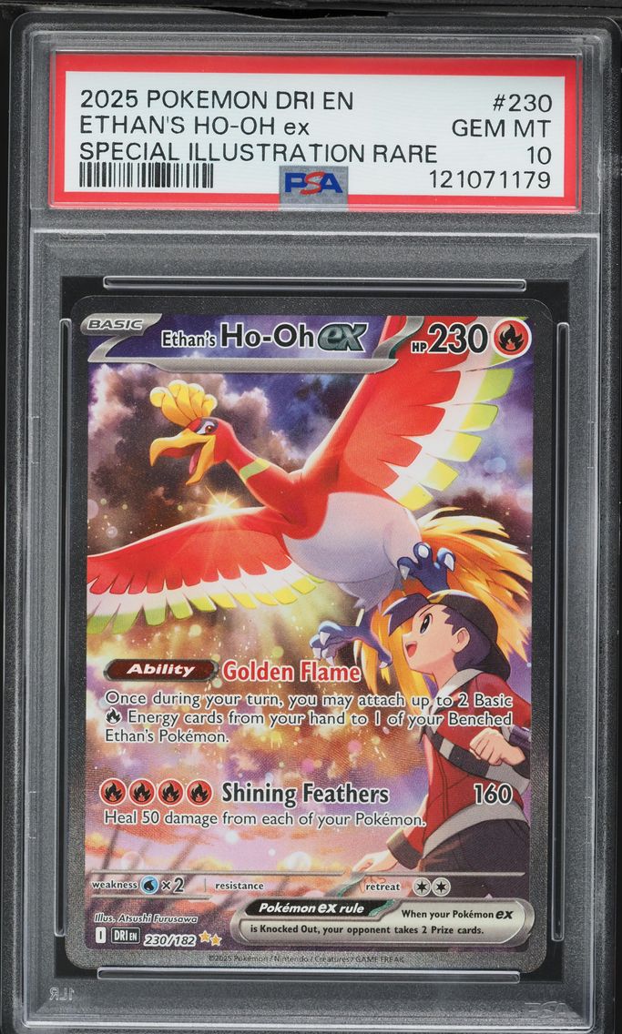2025 #230 Ethan's HO-Oh EX PSA 10 Dri EN-Destined Rivals Pokemon