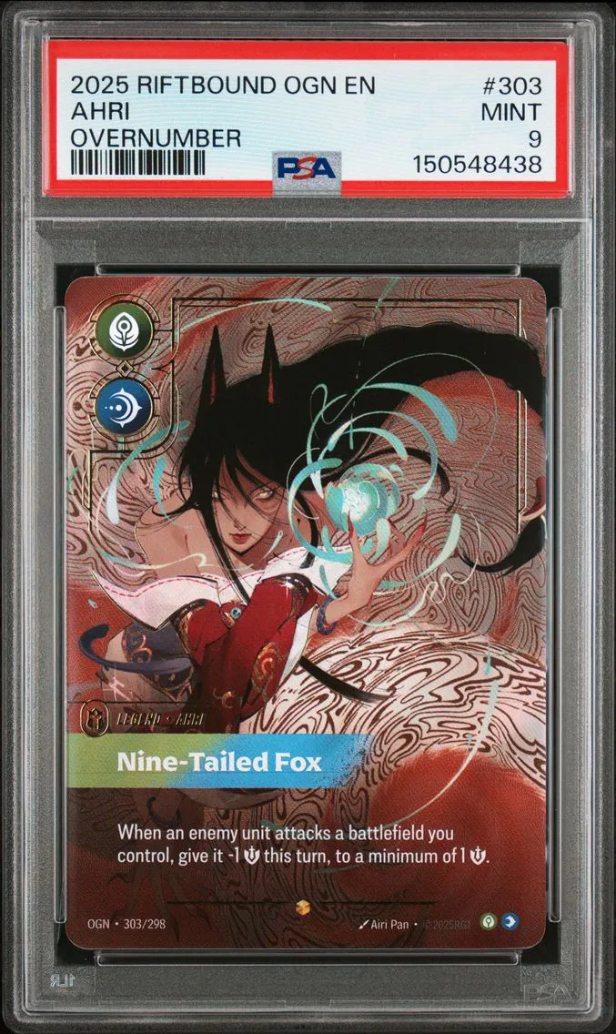 2025 #303 Ahri - Nine-Tailed Fox PSA 9 Riftbound: League of Legends Ogn-Origins