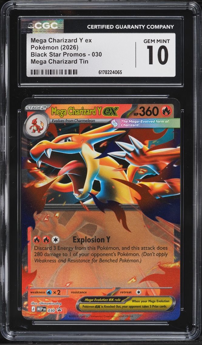 2026 Pokemon Mega Evolution Black Star Promo Tin Mega Charizard Y Ex #30 CGC 10 GEM MINT
