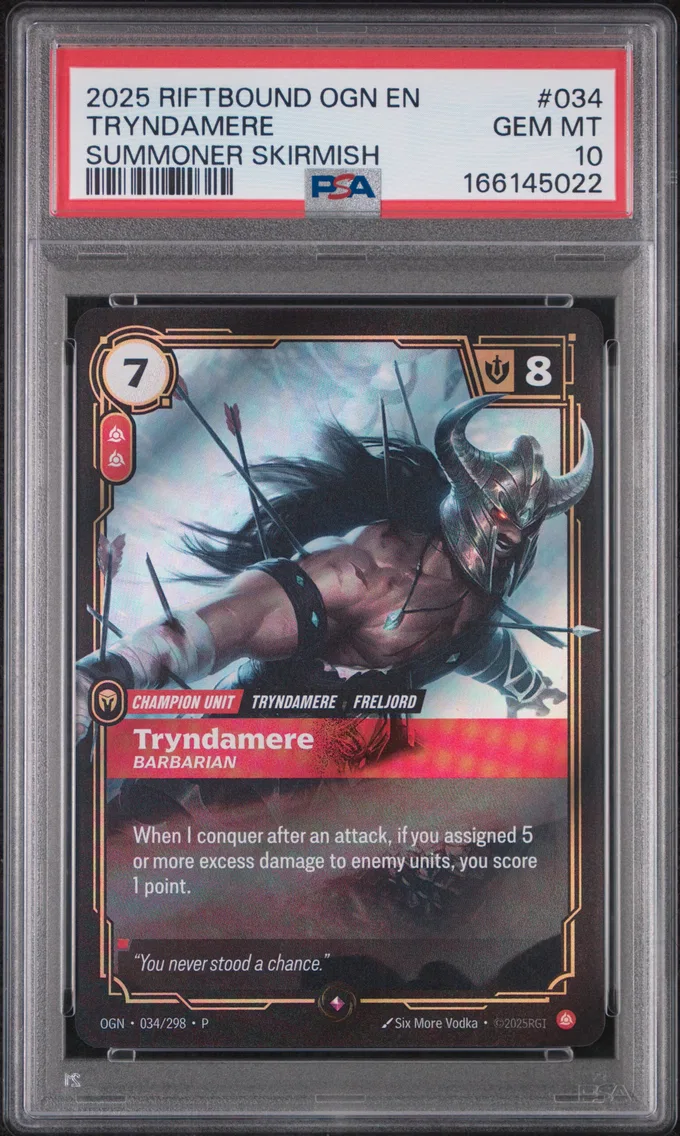 2025 #034 Tryndamere - Barbarian PSA 10 Riftbound: League of Legends Ogn-Origins
