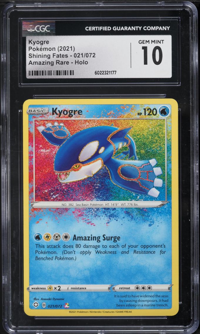 2021 #021 Kyogre CGC 10 Sword & Shield Shining Fates Pokemon