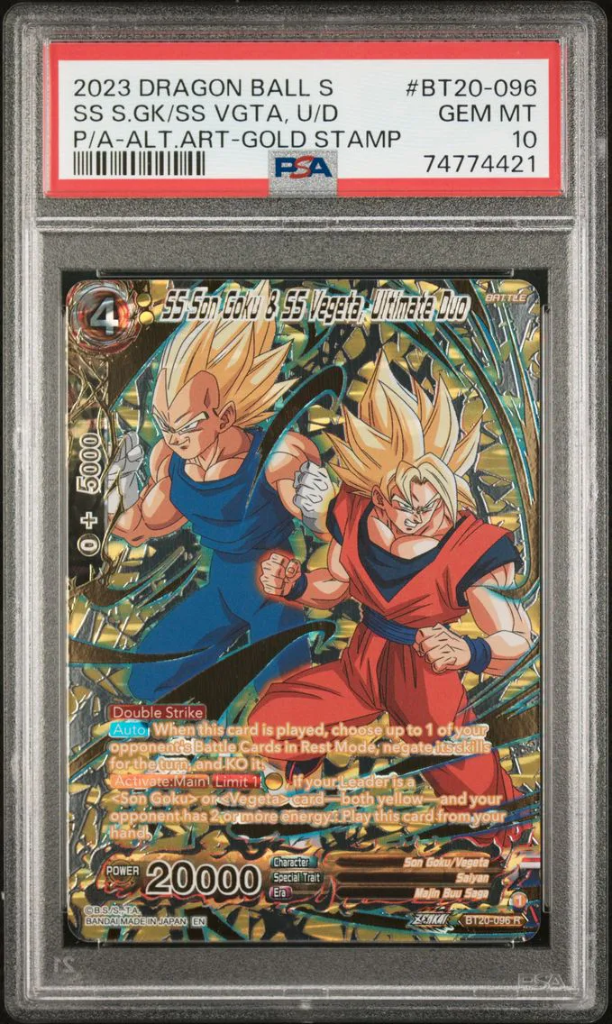 2023 #BT20-096 SS Son Goku & SS Vegeta, Ultimate Duo PSA 10 Dragon Ball Super Card Game Series 20 Power Absorbed