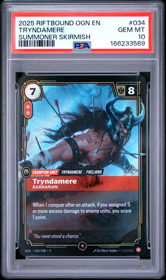 2025 #034 Tryndamere - Barbarian PSA 10 Riftbound: League of Legends Ogn-Origins
