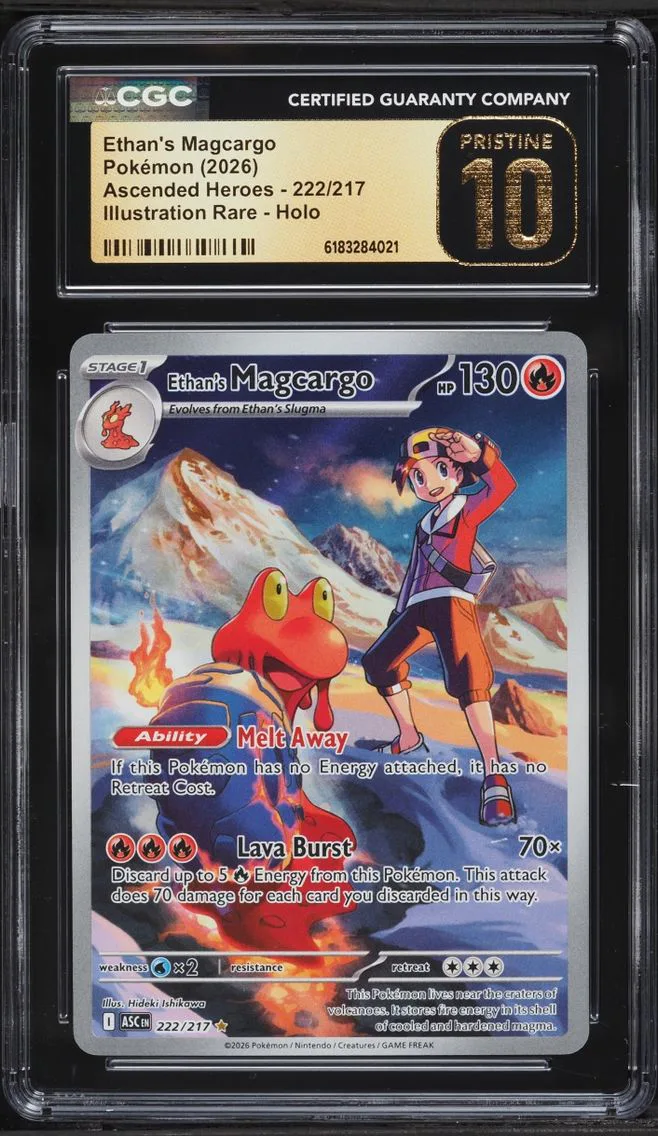 2026 #222 Ethan's Magcargo CGC 10 Pokemon Mega Evolution Ascended Heroes IR