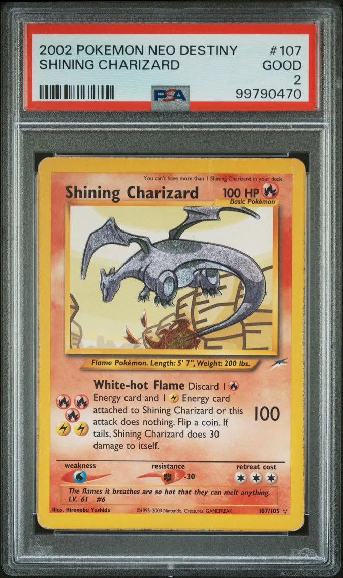 2002 Pokemon Neo Destiny Shining Charizard Neo Destiny #107 PSA 2