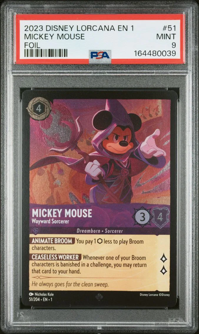 2023 #51 Mickey Mouse - Wayward Sorcerer PSA 9 Disney Lorcana EN 1-the First Chapter