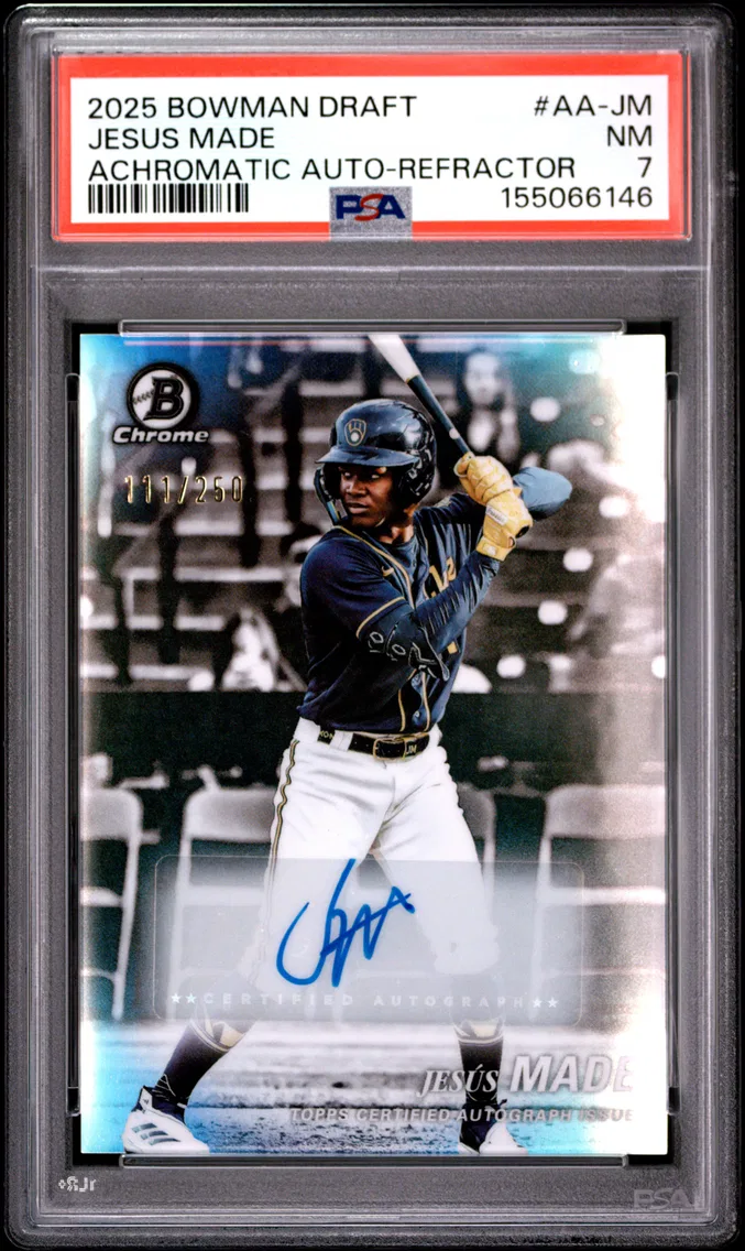 2025 #AA-JM Jesus Made PSA 7 Bowman Draft Achromatic Autographs