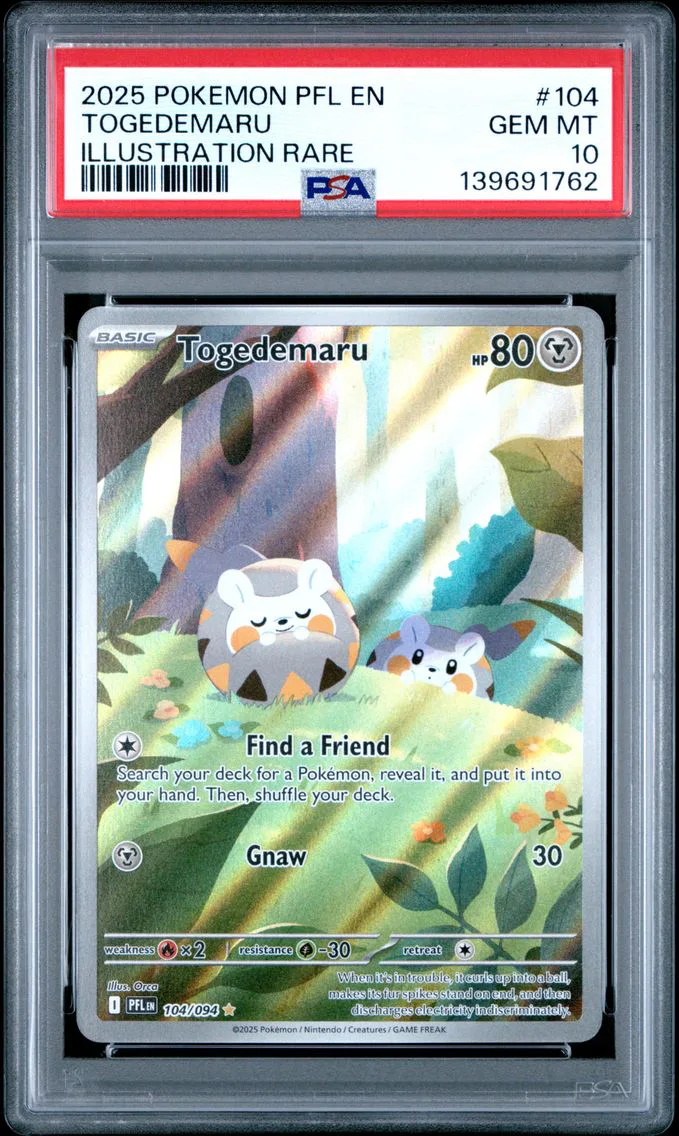 2025 #104 Togedemaru PSA 10 Pfl EN-Phantasmal Flames Pokemon