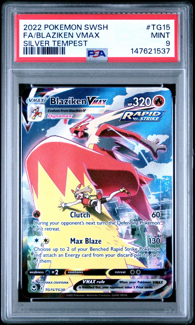 2022 #TG15 Full Art/Blaziken Vmax PSA 9 Sword & Shield Silver Tempest Pokemon
