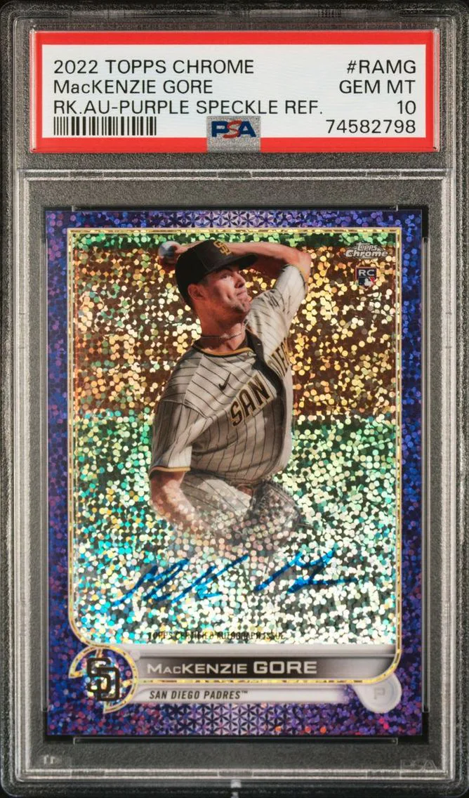 2022 TOPPS CHROME ROOKIE AUTOGRAPHS | PURPLE SPECKLE REFRACTOR #RAMG MacKENZIE GORE