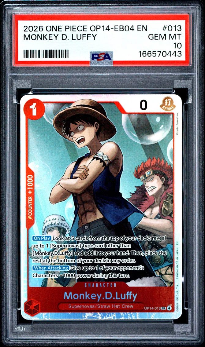 2026 #013 Monkey D. Luffy PSA 10 One Piece OP14-EB04-the Azure Sea's Seven
