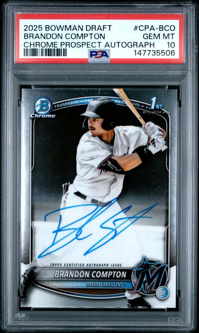 2025 #CPA-BCO Brandon Compton PSA 10 Bowman Draft Chrome Prospect Autographs