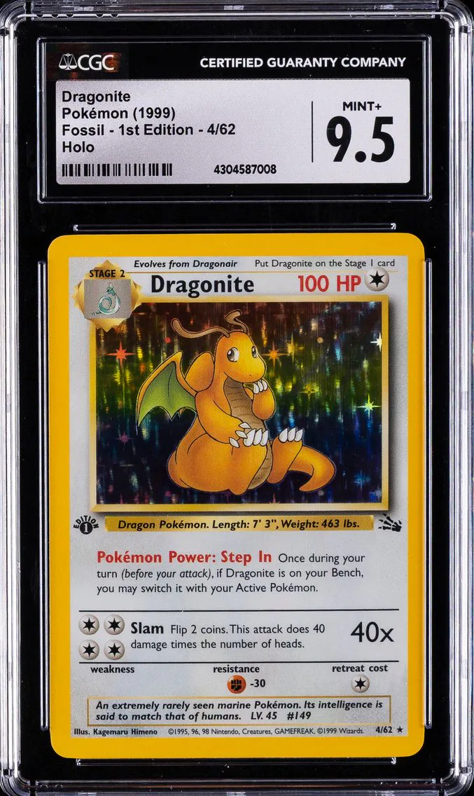 1999 #4 Dragonite-Holo 1st Edition CGC 9.5 Fossil Pokemon