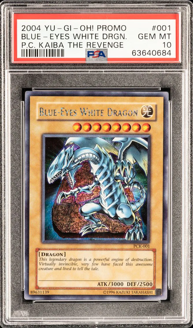 #001 BLUE-EYES WHITE DRAGON 2004 YU-GI-OH! PROMO | POWER OF CHAOS: KAIBA THE REVENGE PSA 10