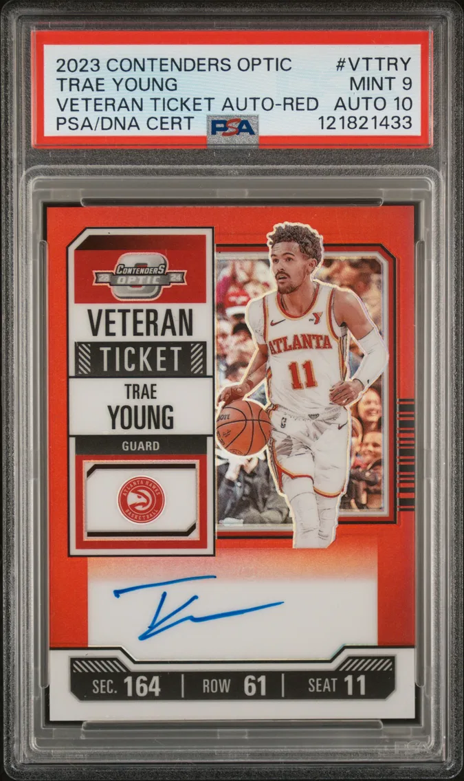 2023 #VTTRY Trae Young PSA 9 Panini Contenders Optic Veteran Ticket Autographs