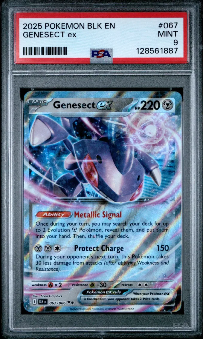 2025 #067 Genesect EX PSA 9 Blk EN-Black Bolt