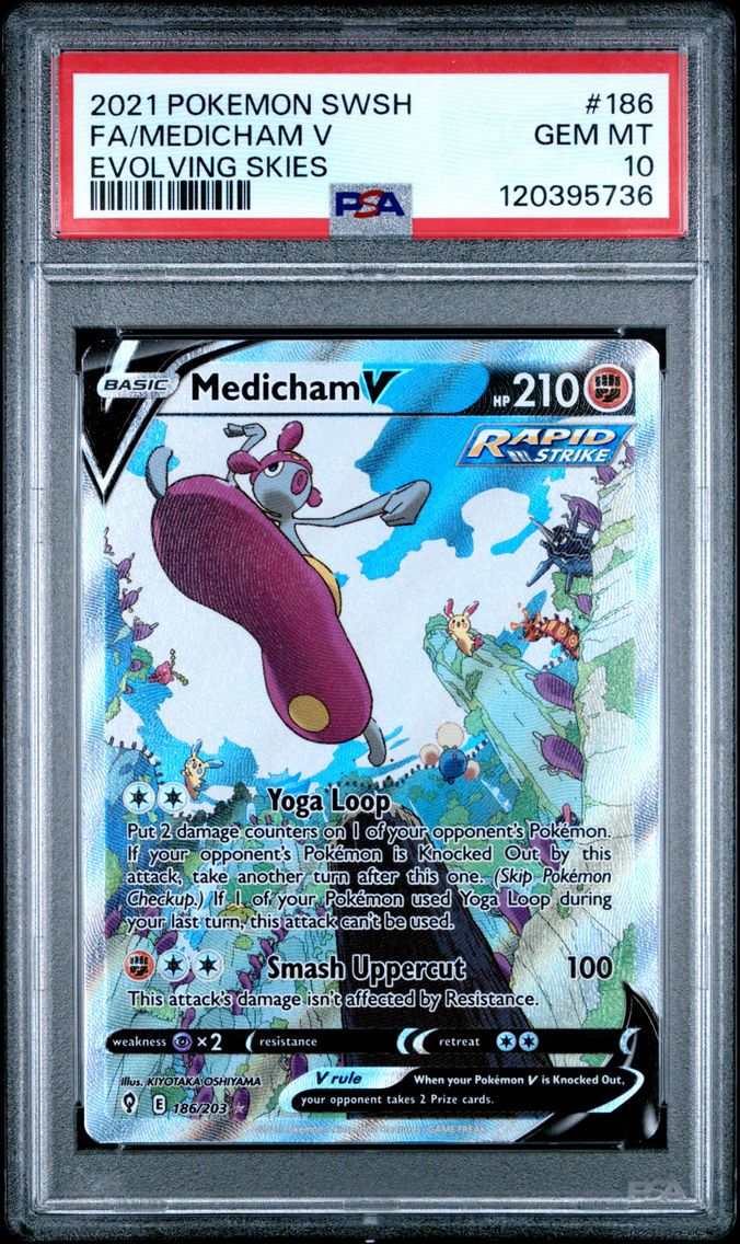 2021 #186 Full Art/Medicham V PSA 10 Sword & Shield Evolving Skies