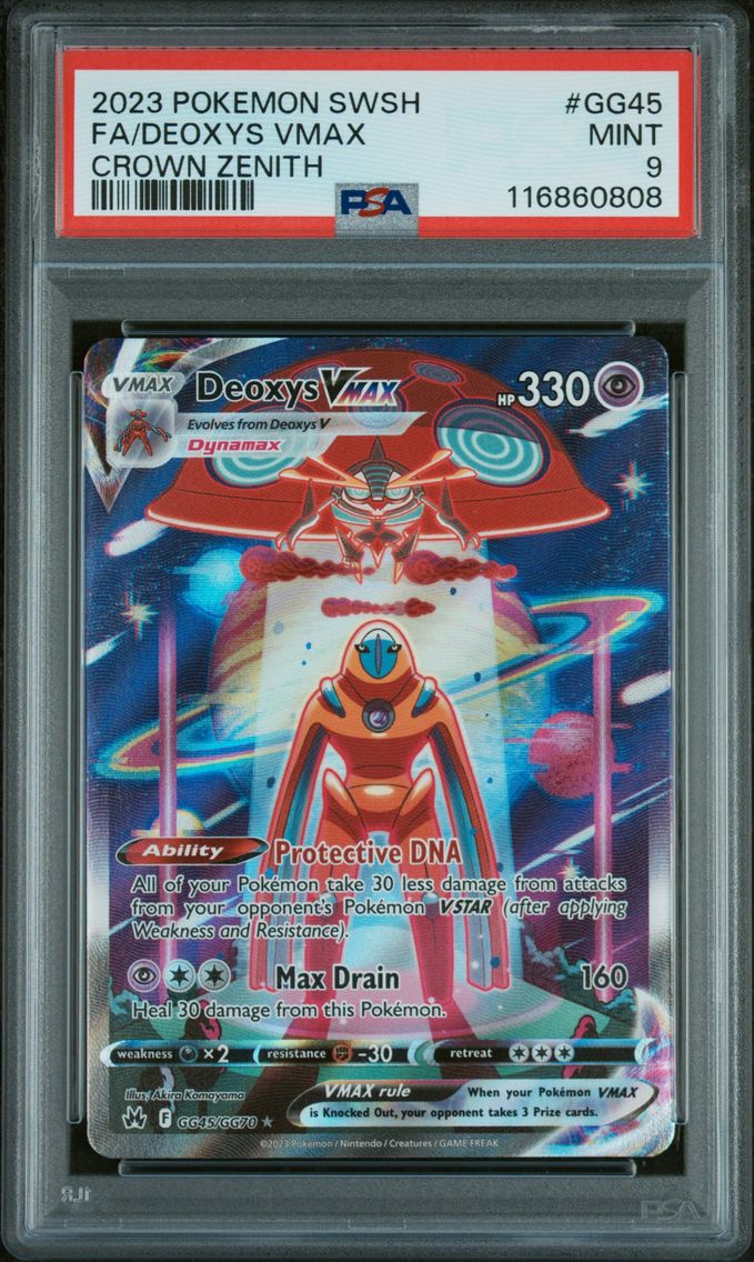 2023 #GG45 Full Art/Deoxys Vmax PSA 9 Sword and Shield Crown Zenith Pokemon