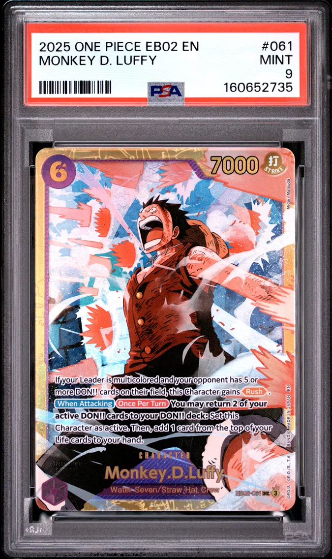 2025 #061 Monkey D. Luffy PSA 9 One Piece EB02-Extra Booster -Anime 25th Collection-
