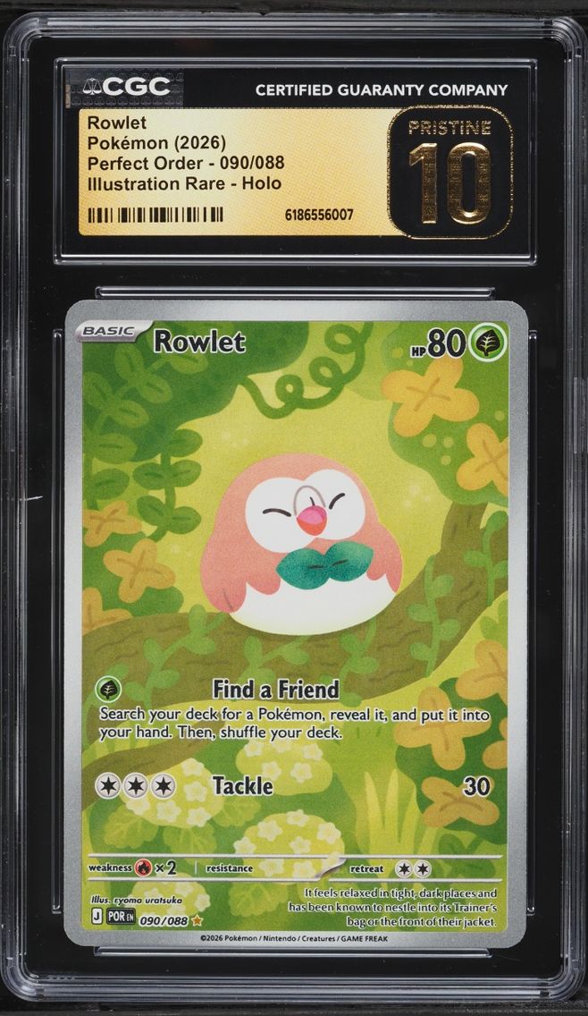 2026 #90 Rowlet CGC 10 Pokemon Mega Evolution Perfect Order IR