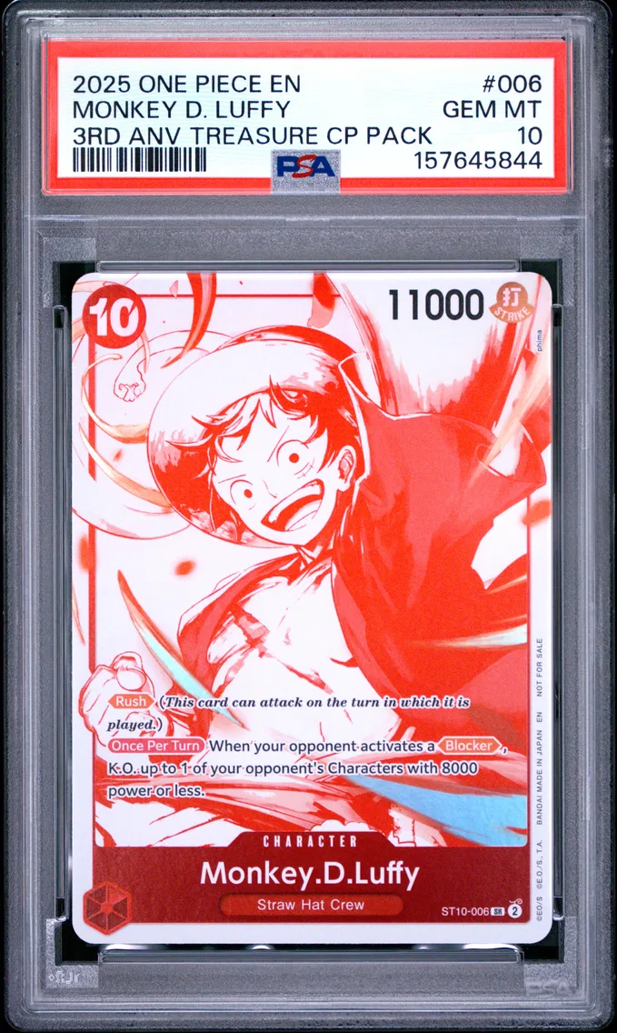 2025 #006 Monkey D. Luffy PSA 10 One Piece 3rd Anniversary! One Piece Card Treasure Campaign Pack