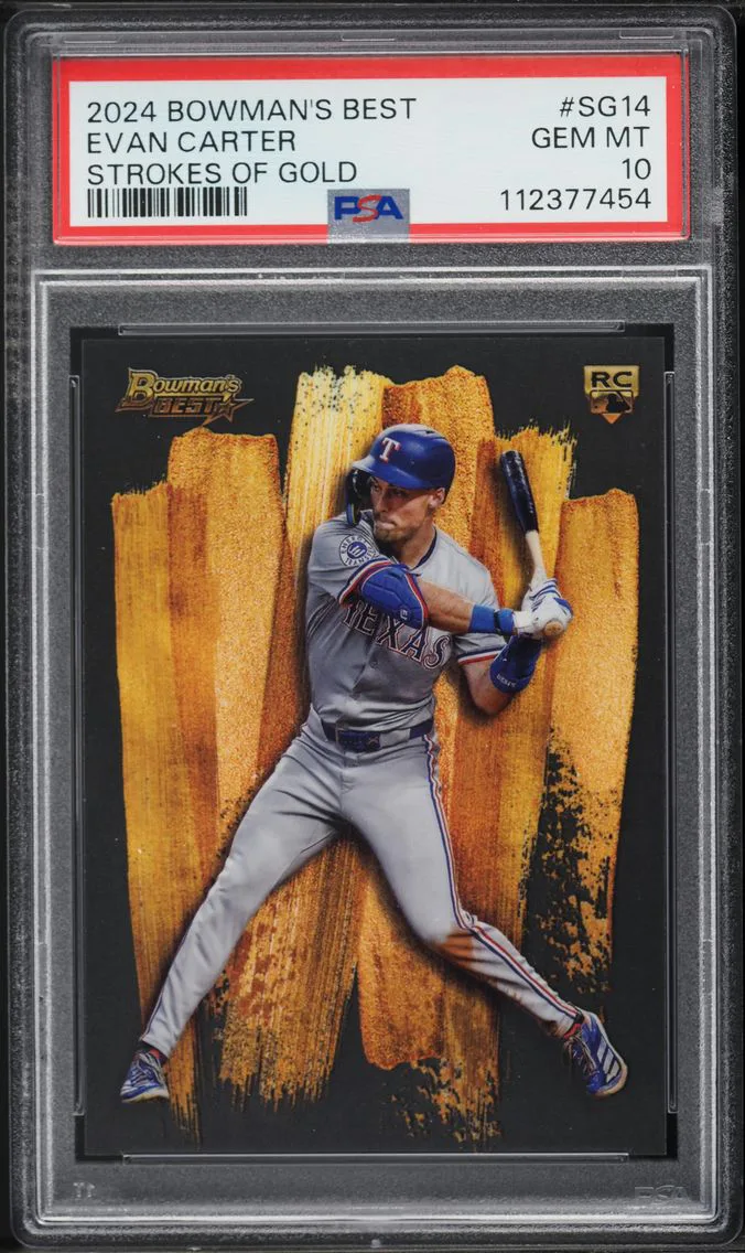 2024 #SG14 Evan Carter PSA 10 Bowman's Best Strokes of Gold