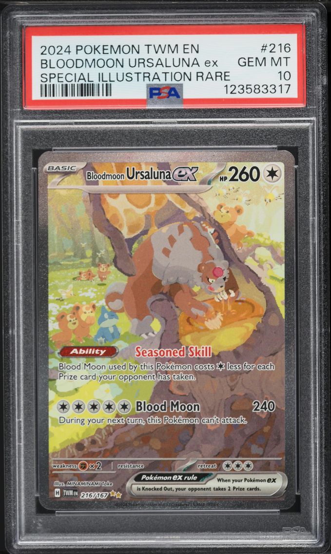 2024 #216 Bloodmoon Ursaluna EX PSA 10 Twm EN-Twilight Masquerade Pokemon