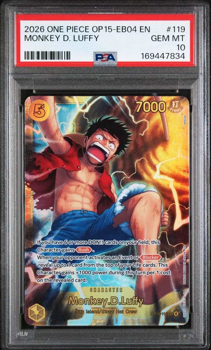 2026 #119 Monkey D. Luffy PSA 10 One Piece OP15-EB04-Adventure on Kami's Island