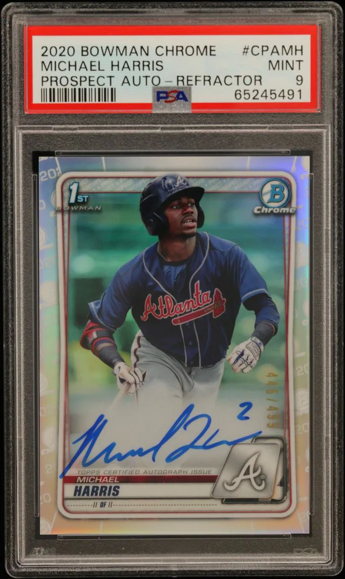2020 #CPAMH Michael Harris PSA 9 Bowman Chrome Prospect Autographs