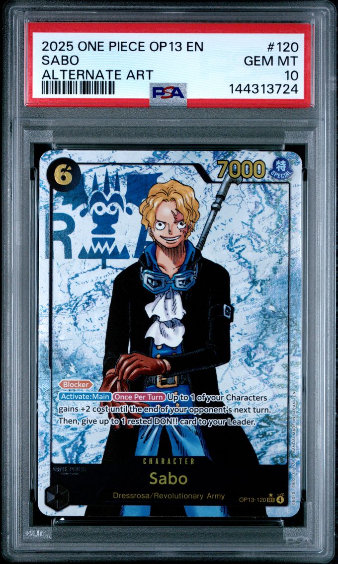 2025 #120 Sabo PSA 10 One Piece OP13-Carrying on His Will