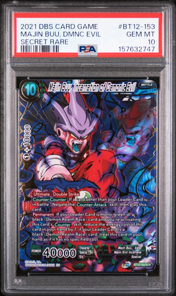 2021 #BT12-153 Majin Buu, Incarnation of Demonic Evil PSA 10 Dragon Ball Super Card Game Series 12 Vicious Rejuvenation