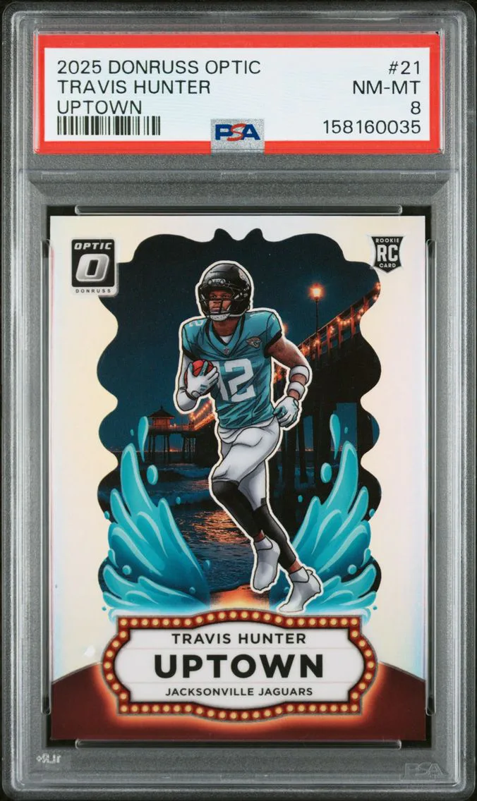 2025 #21 TRAVIS HUNTER PSA 8 Panini Donruss Optic Uptown