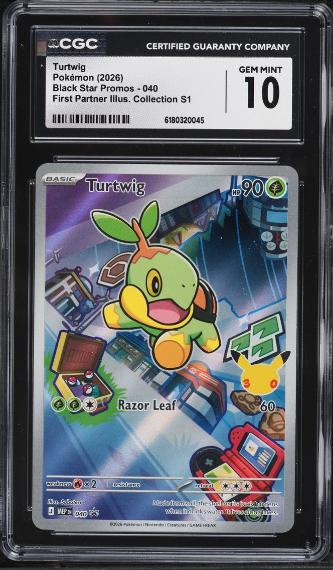 2026 Pokemon Mega Promo First Partner Illustration S1 Full Art Turtwig #40 CGC 10 GEM MINT