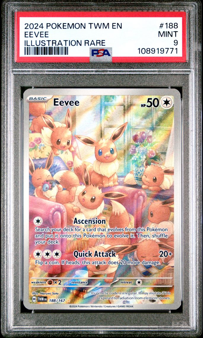 2024 #188 Eevee PSA 9 Twm EN-Twilight Masquerade Pokemon