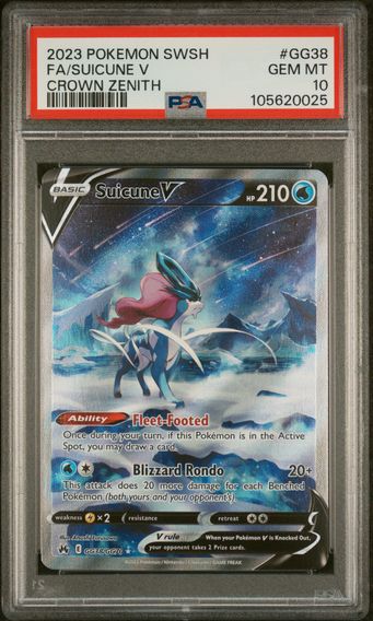 2023 #GG38 Full Art/Suicune V PSA 10 Sword and Shield Crown Zenith