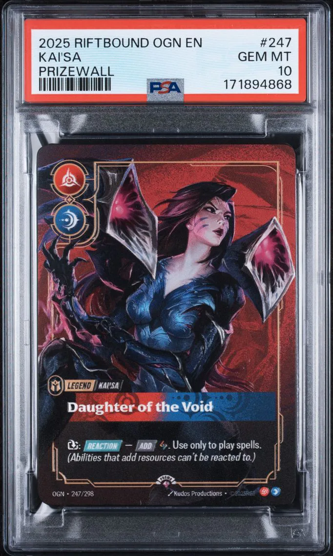 2025 #247 Kai'SA - Daughter of the Void PSA 10 Riftbound: League of Legends Ogn-Origins Plated Legends